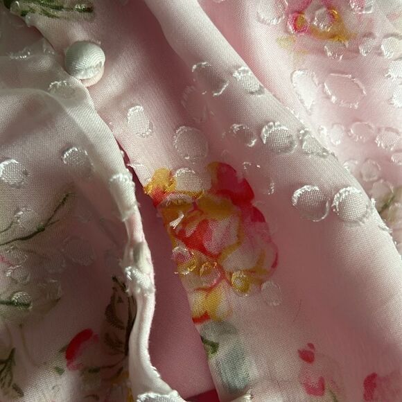 DARK PINK London Floral Print Ruffle  Waist Cut-out Long Sleeves Open Back Sz S - Picture 9 of 10